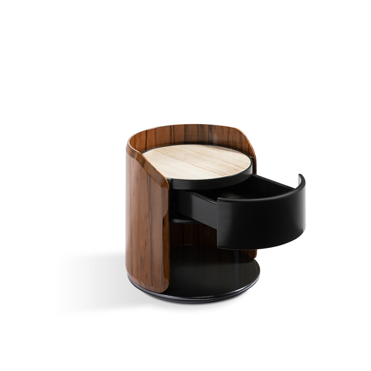 Nest bedside table by Bentley Home - Side image with open drawer