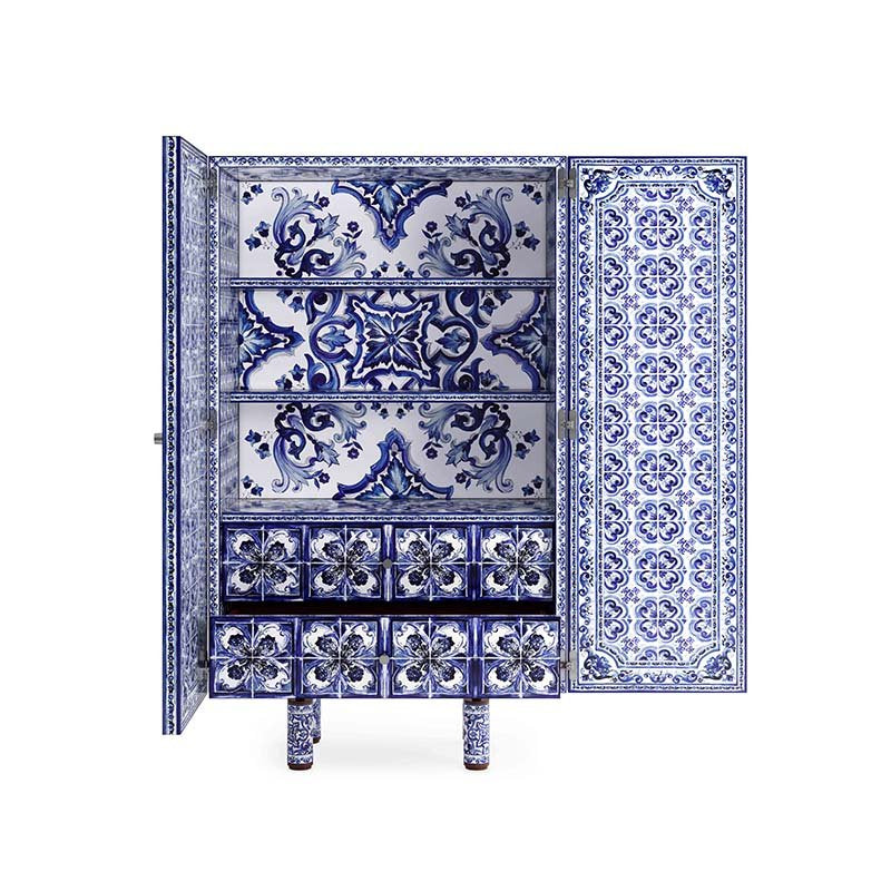 Dolce gabbana casa-Aiace tall cabinet-Blu Mediterraneo-open-front