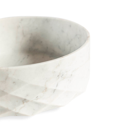 Bentley Home Eton marble vases Carrara white detail