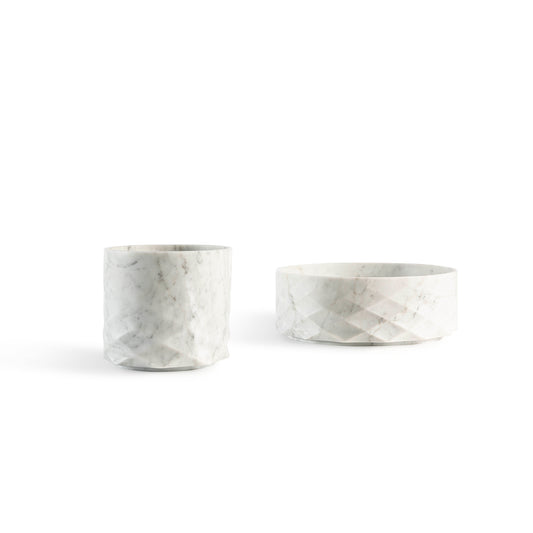 Bentley Home Eton marble vases Carrara white