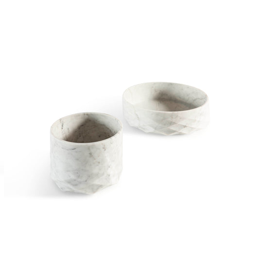 Bentley Home Eton marble vases Carrara white