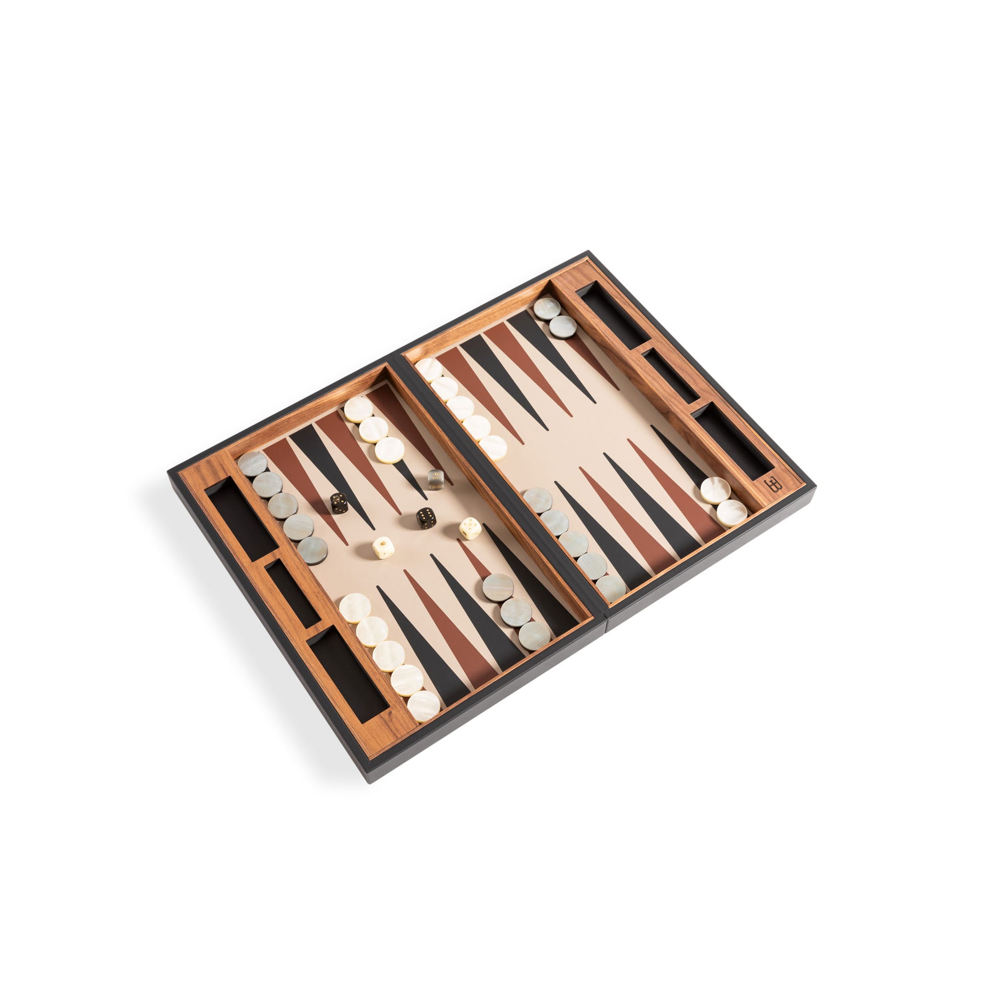 Bugatti Home - Solid Black Grand Royal Backgammon Board Game with pieces