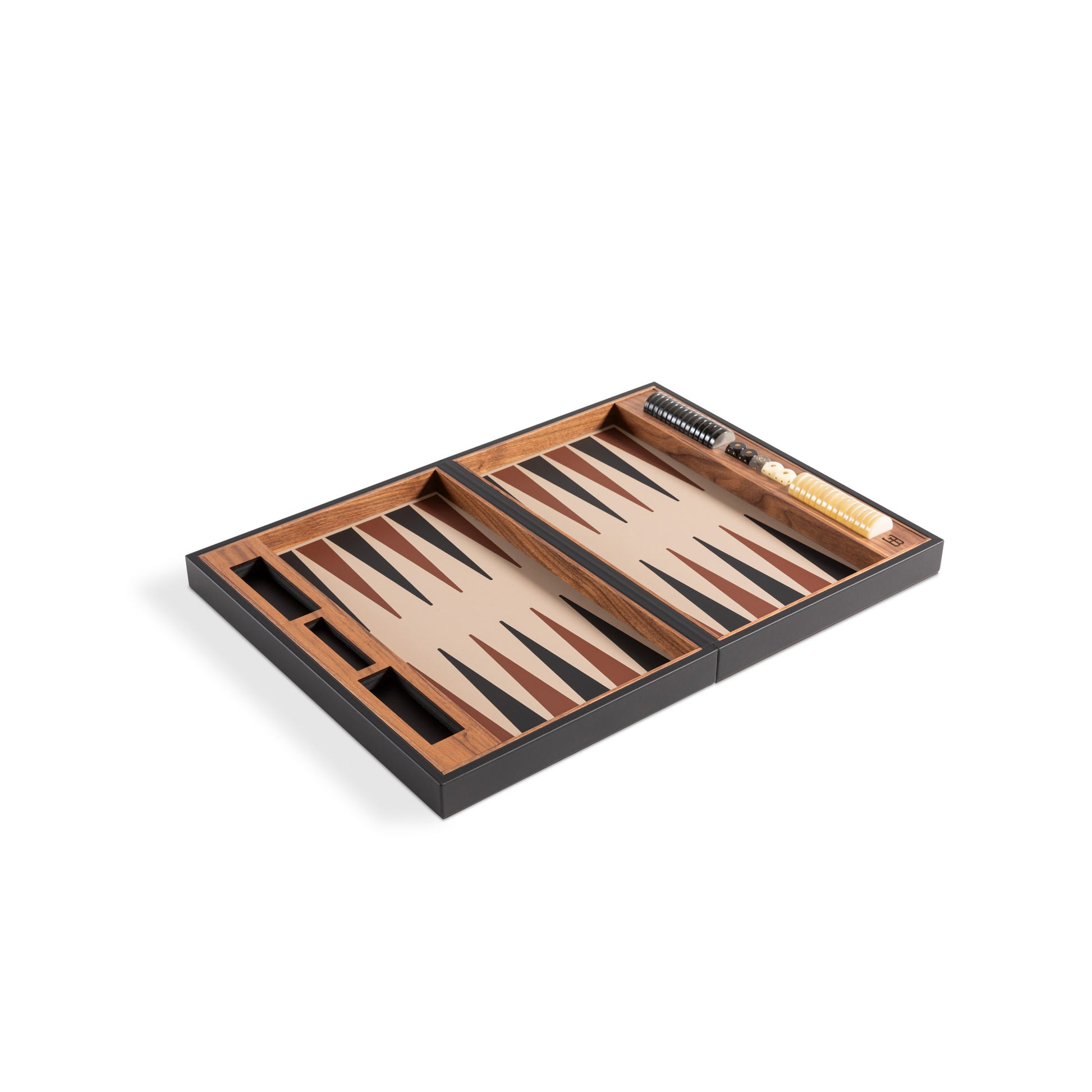 Bugatti Home - Solid Black Grand Royal Backgammon Board Game