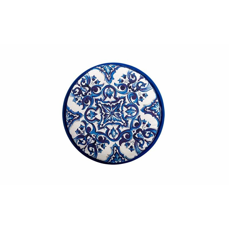 Dolce Gabbana Casa -Afrodite side table- blu mediterraneo-top-with cushion
