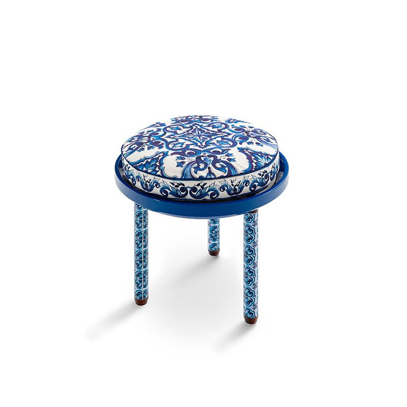 Dolce Gabbana Casa- Afrodite Side table-blu-mediterraneo-with-cushion-image 2