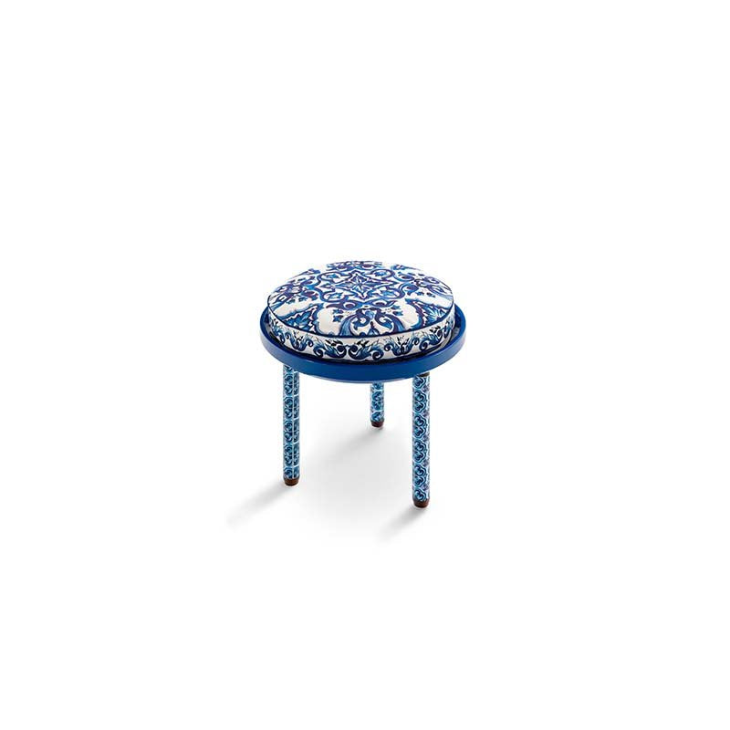 Dolce Gabbana Casa- Afrodite Side table-blu-mediterraneo-with-cushion