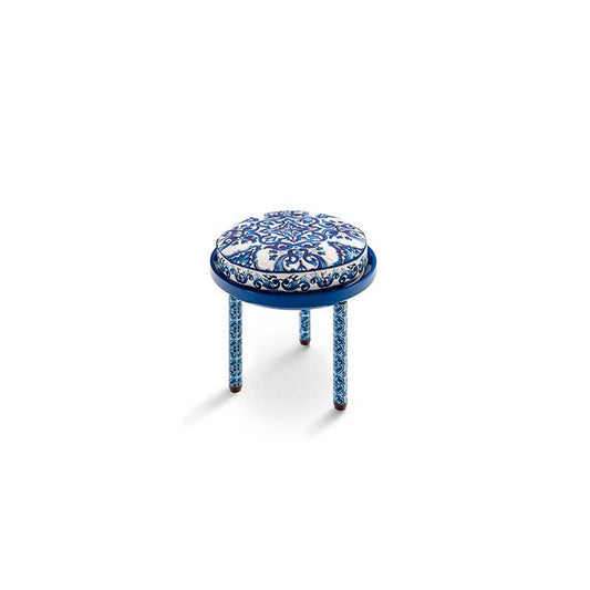 Dolce Gabbana Casa- Afrodite Side table-blu-mediterraneo-with-cushion