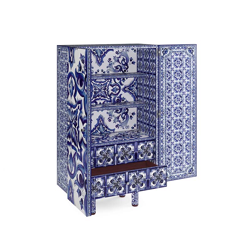 Dolce Gabbana Casa-Aiace tall cabinet-blu mediterraneo-open