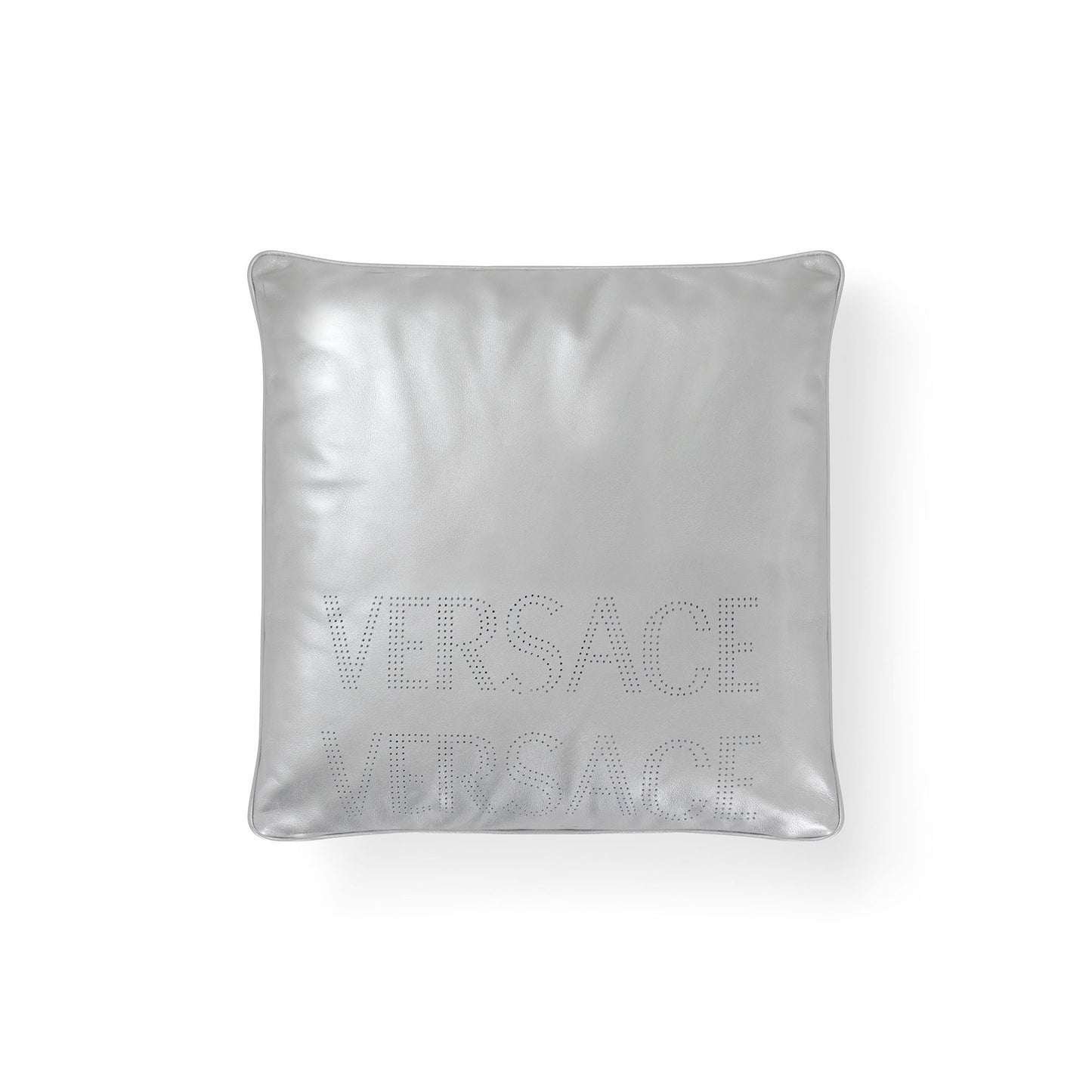 Silver pillow with logo by Versace Home_Back image
