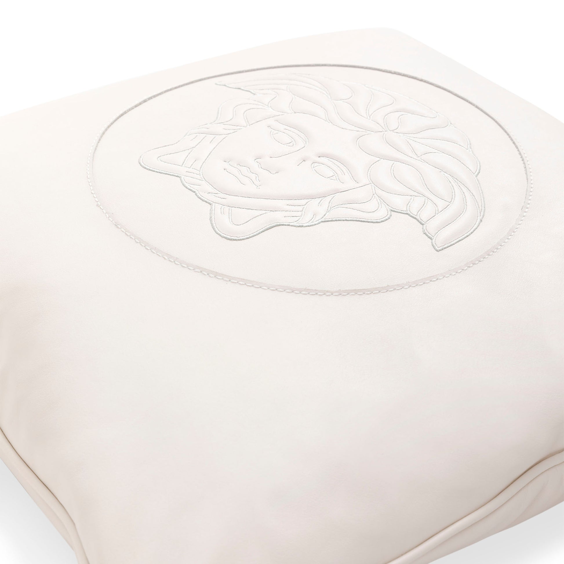 White pillow with logo by Versace Home_Detail image